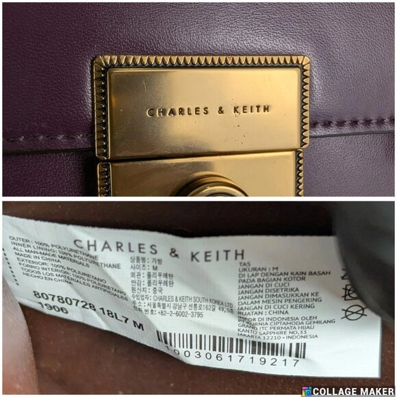 CHARLES & KEITH Boxy Push Lock Purple Crossbody Bag